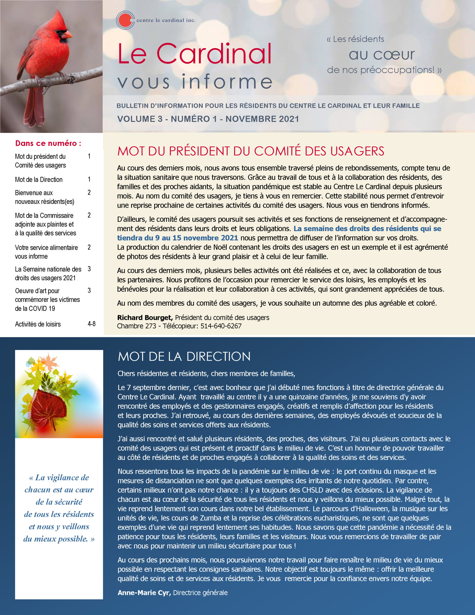 Le Cardinal vous informe